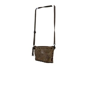 Viola Castellani Crossbody Bag Womens Medium Tan Leather Star Studded Made Italy